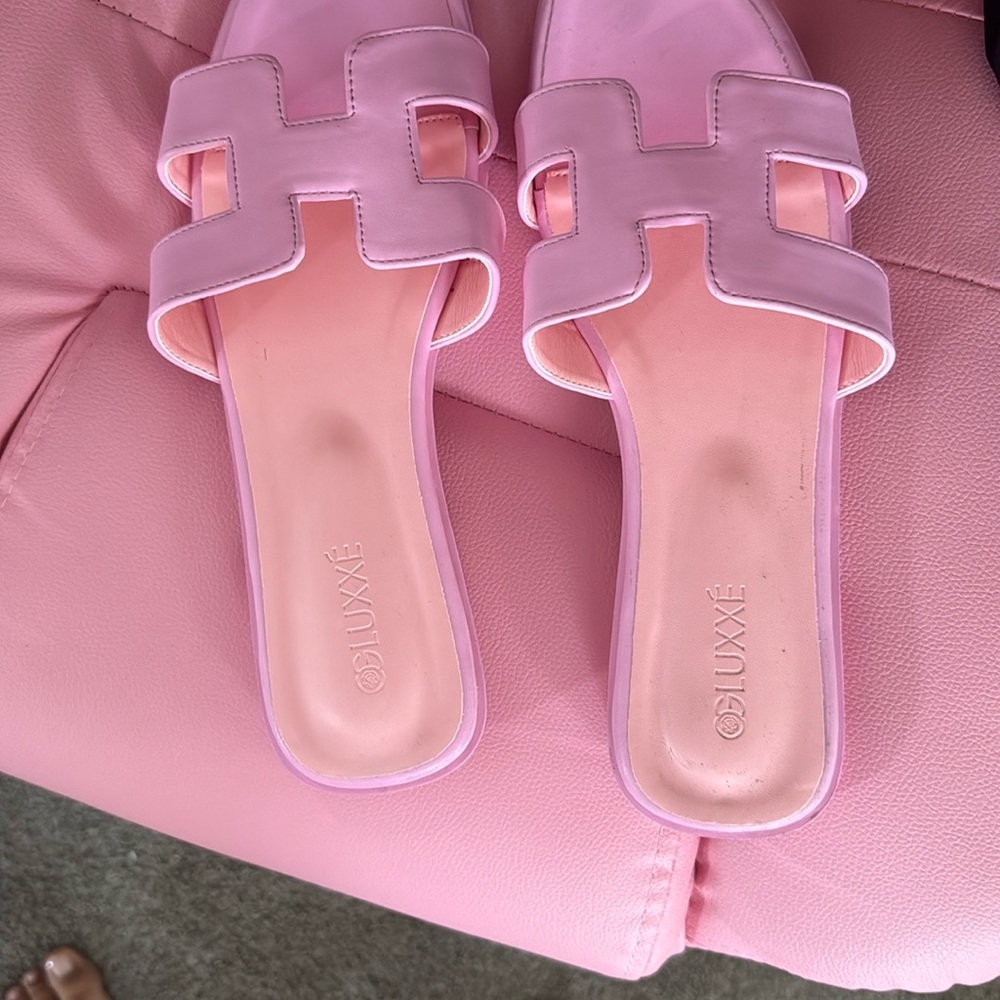 Luxxel Women's Blush Pink Slide Sandals